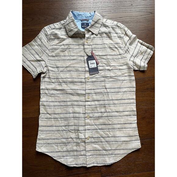 NWT Men's‎ Ben Sherman Ivory w/Stripes Shirt Size Small Button Down - Picture 1 of 6
